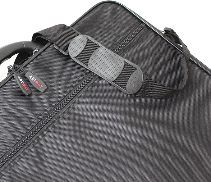 Artway A3 Art Portfolio Case - Art Storage Folder with Carry Handle/Shoulder Strap, Internal/External Pockets and Internal Securing Strap (No Rings) - Black - Image 6
