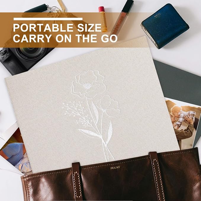 Lanpn 8.5x11 inch Scrapbook Photo Album, Linen Cover Archival Acid Free Top Load 3 Ring Binder Folder Photo Book 8.5 x 11 with 30 Plastic Sleeves 60 Pages (Beige) - Image 6