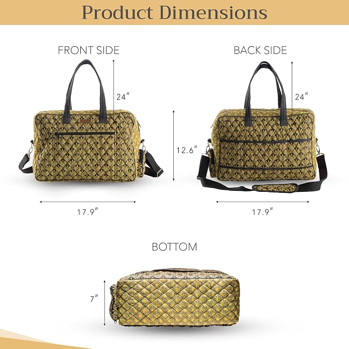 Maison d' Hermine Weekender Bags for Women Cotton Quilted Duffel Overnight Luggage Weekend Bag for Men Gym Gifts Travel | Overnight Luggage Weekend Bag for Men Gym Sports Gifts Duffle bag Business Travellers Trip Spring Summer - Image 6