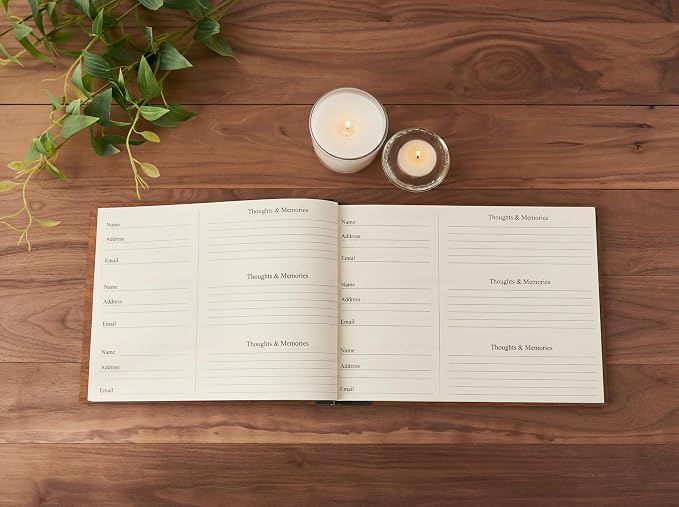 Aspen Studio Funeral Guest Book with Signing Pen in Loving Memory Wooden Funeral Guest Book for Memorial Funeral Service with Signing Pen for Funeral Reception - Image 6