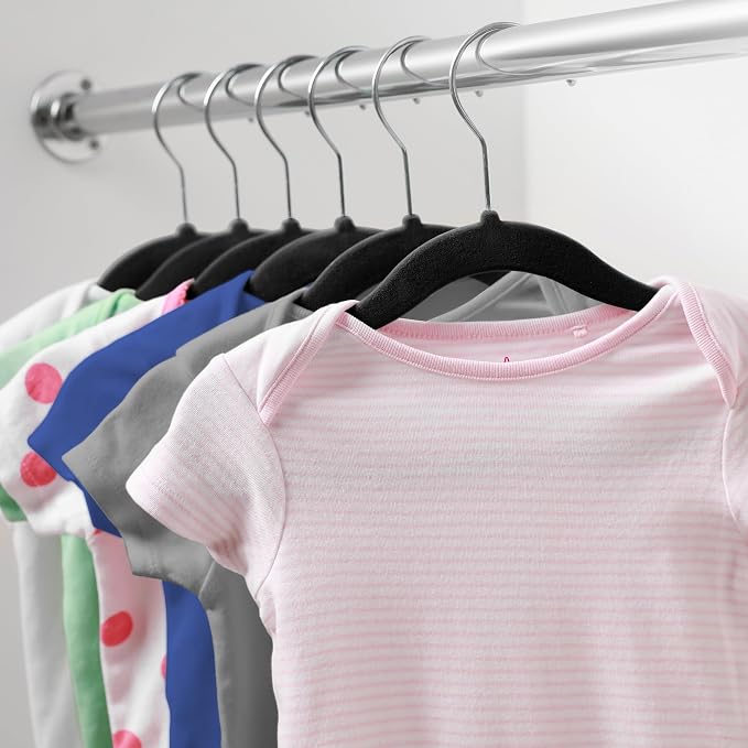 Casafield 50 Velvet Baby Hangers - 11" Size for Infant & Toddler Clothes - Black - Image 6