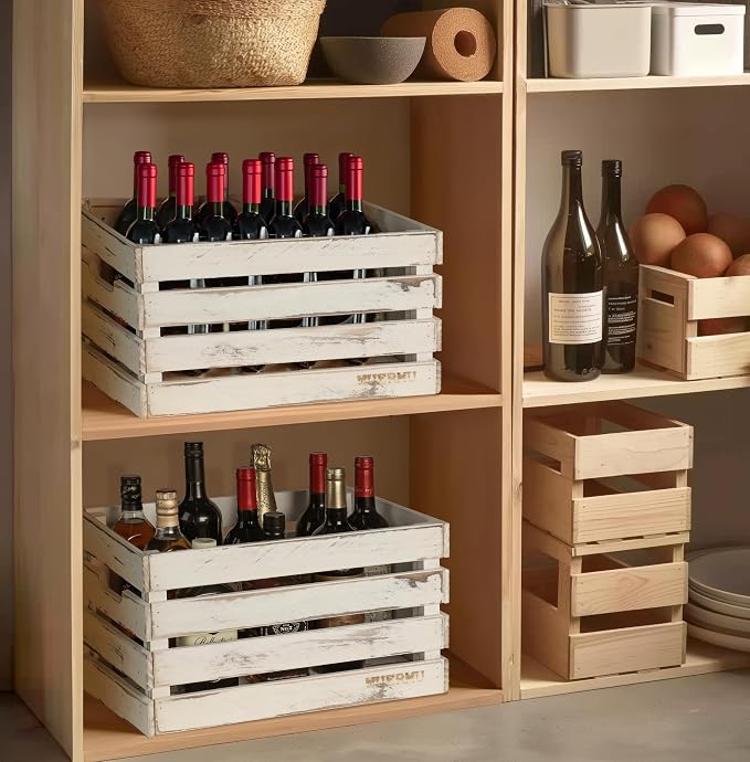 White Wooden Crates are Suitable for Storage, Milk Crates, Wine Crates, Festival Decorations, Camping, and Other Multi-Purpose. They are Sturdy and Durable, set of 2 Length of 17.7 inches. - Image 8