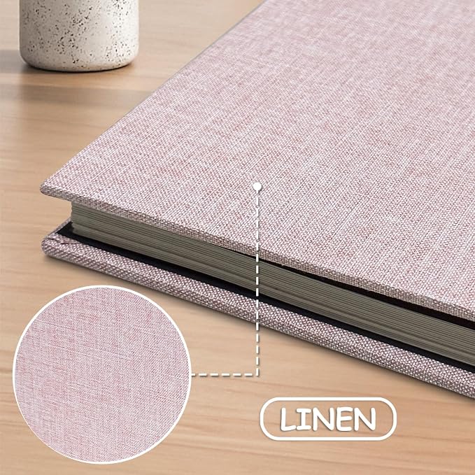 Large Photo Album Scrapbook – Holds 4x6, 8x10 Pictures – Self-Adhesive Pages for Baby, Wedding, Travel & Family Memories | Includes Metallic Pen & Scraper/Light Pink Large DIY Memory Book for Gifts - Image 4