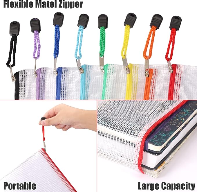 EOOUT 56pcs Mesh Zipper Pouch Zipper Bag, Durable Pouches for Organization Puzzle Storage, Letter Size, A4 Size, for Office Supplies - Image 4