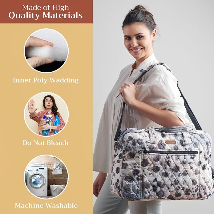 Maison d' Hermine Weekender Bags for Women Cotton Quilted Duffel Overnight Luggage Weekend Bag for Men Gym Gifts Travel | Overnight Luggage Weekend Bag for Men Gym Sports Gifts Duffle bag Business Travellers Trip Spring Summer - Image 2