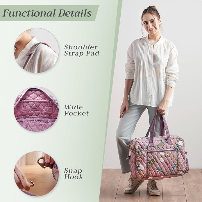 Maison d' Hermine Weekender Bags for Women Cotton Quilted Duffel Overnight Luggage Weekend Bag for Men Gym Gifts Travel | Overnight Luggage Weekend Bag for Men Gym Sports Gifts Duffle bag Business Travellers Trip Spring Summer - Image 5