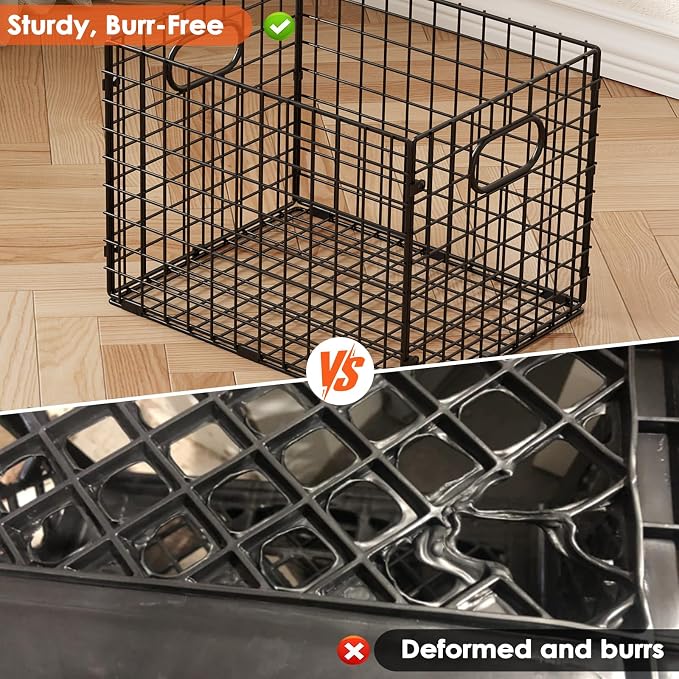 3-Pack Metal Milk Crate for Storage, Large 40qt Stackable Collapsible Storage Bins with Handle, Heavy Duty Storage Baskets for Shelves, Folding Basket Organizer for Car, Garage, Home, Camping, Office - Image 5