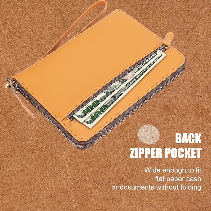 STAR VISTA Lorenzo Full Grain Leather Family Passport Wallet for 4, Large Travel Document Organizer for Exquisite Voyagers, Multi-Currency Compartments, RFID Blocking, AirTag Track, Honey - Image 4