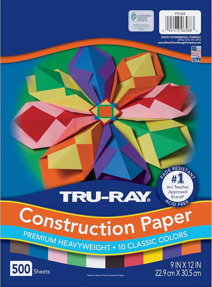 Tru-Ray (P6588-4) Heavyweight Construction Paper Bulk Assortment, 10 Assorted Colors, 9" x 12", 500 Sheets - Image 5