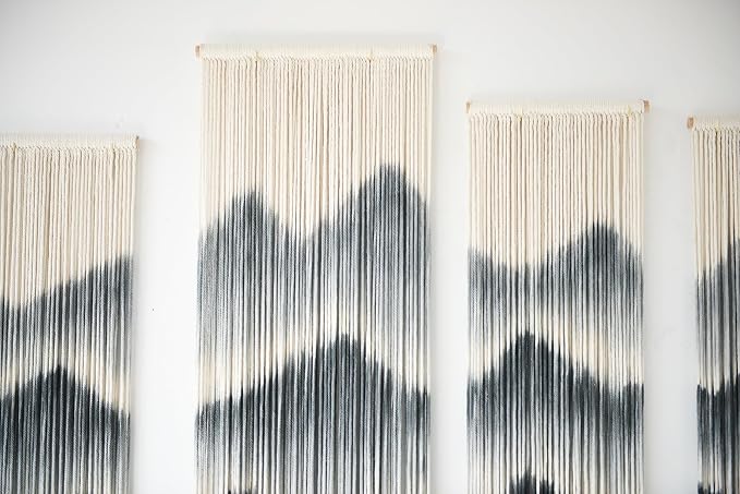 5Pcs Macrame Wall Hanging Dip Dyed Mountain Wall Decor Handmade Yarn Art | Cotton Rope Craft, Handmade Macrame Art, 5 Piece Wall Hanging Set, Ready To Hang, Wedding Decoration, Bedroom Wall Art - Image 7
