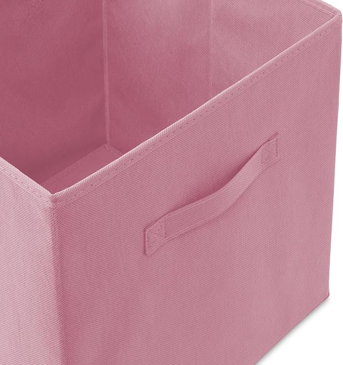 Casafield Set of 12 Collapsible Fabric Cube Storage Bins, Light Pink - 13" Foldable Cloth Baskets for Shelves, Cubby Organizers & More - Image 3