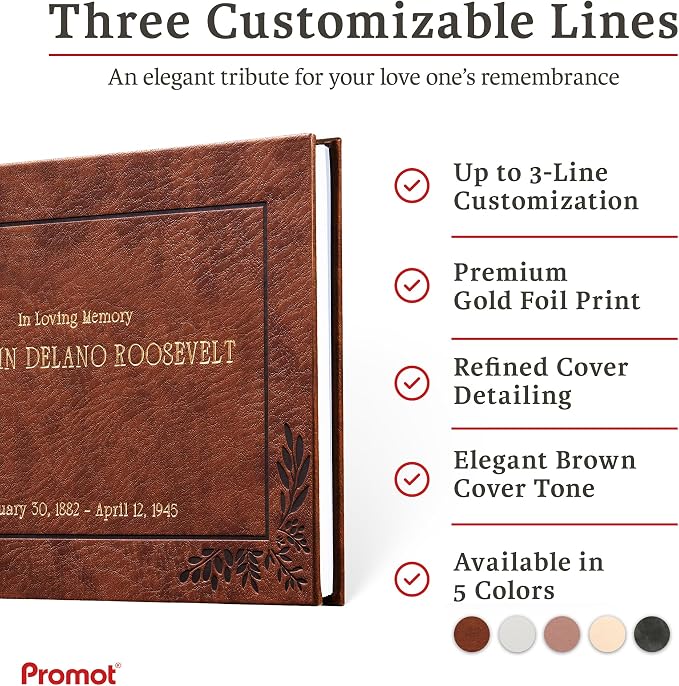 Funeral Guestbook - Guestbook for Funeral Celebration (Brown) | Elegant Memorial Keepsake, Premium Hardcover Construction, Thoughtfully Designed for Services, Lasting Tribute to Loved Ones - Image 6