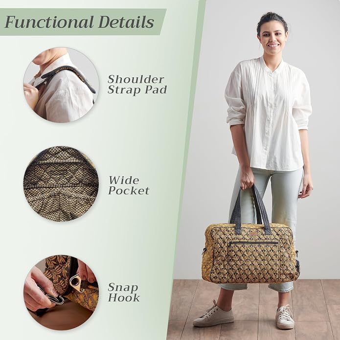 Maison d' Hermine Weekender Bags for Women Cotton Quilted Duffel Overnight Luggage Weekend Bag for Men Gym Gifts Travel | Overnight Luggage Weekend Bag for Men Gym Sports Gifts Duffle bag Business Travellers Trip Spring Summer - Image 5
