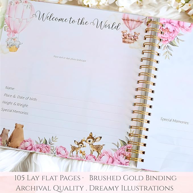 Luxury Baby Girl Memory Book Set – Keepsake Journal & Milestone Album from Pregnancy to Age 5 with Premium Gift Box, Storage Pouch & Keepsake Envelope – Baby Shower & Newborn Gift - Image 7