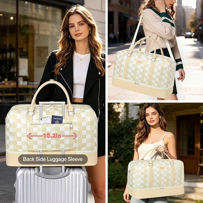 Weekender Bags for Women, 21" Travel Duffle Bag with Shoe Compartment | 3PCS Carry On Overnight Large Duffel Bag with Crossbody Bag and Toiletry Bag for Weekend Travel Gym Hospital Business Trip - Image 3