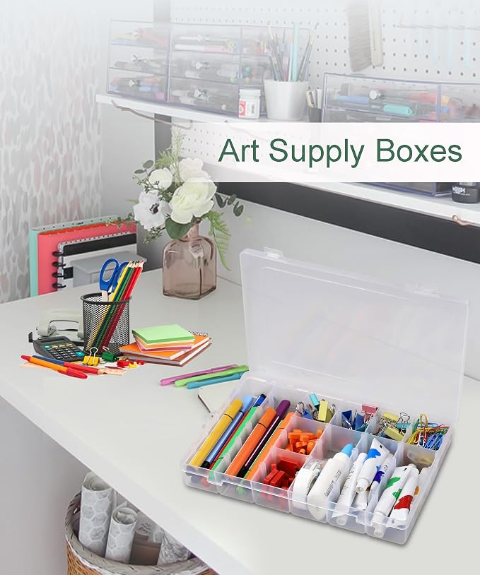 12 Pack 36 Grids Bead Organizer Plastic Organizer Box 3600 Tackle Box | Stackable Clear Boxes, Adjustable Dividers, 36 Compartment Storage Container, for Jewelry, Craft and Small Parts - Image 5