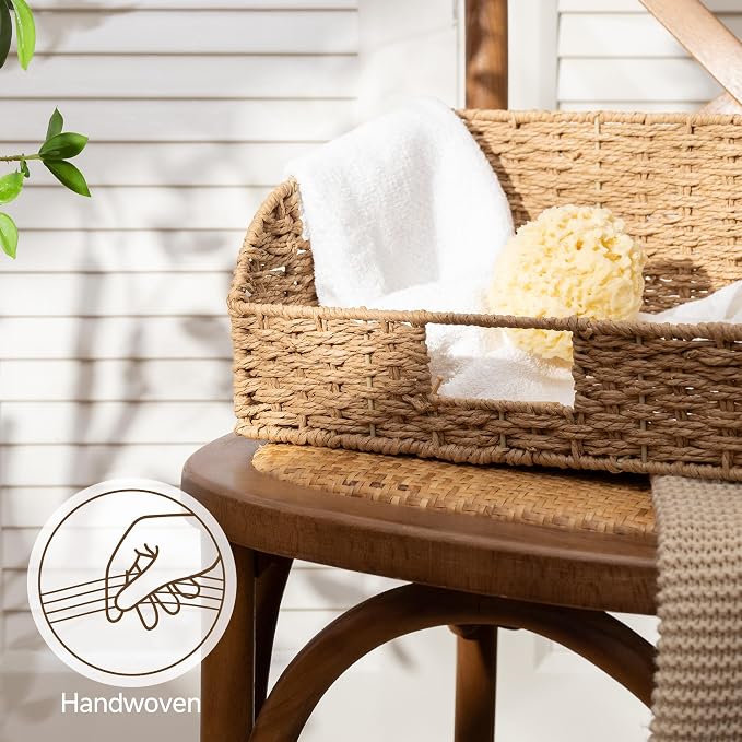 StorageWorks Pantry Baskets for Organizing,Wicker Basket for Storage,2-Pack | Paper Rope Wicker Storage Baskets for Shelves with Handles, Pantry Organizers and Storage, Shelf Baskets for Organizing - Image 4