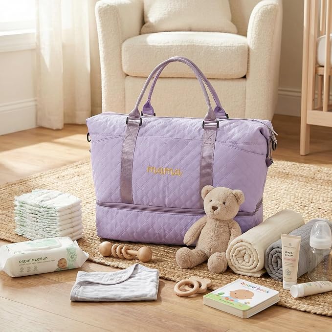Dansydaisy Mama Hospital Bag for Women Labor Delivery,Purple | Travel Duffle Bag with Shoe Compartment and Toiletry Pouch Waterproof Weekender Bag for Women Pregnancy Overnight Gym Gift - Image 2