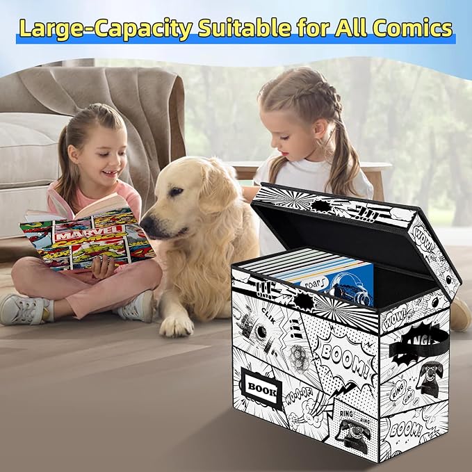 Collection Comic Book Storage Boxes, Protector Organizer 15.8" X 7.8" X 11.8" Collapsible Short Box Holds 160-180 Comic Book Heavy Duty Bin Container Holder Shelf - Image 2