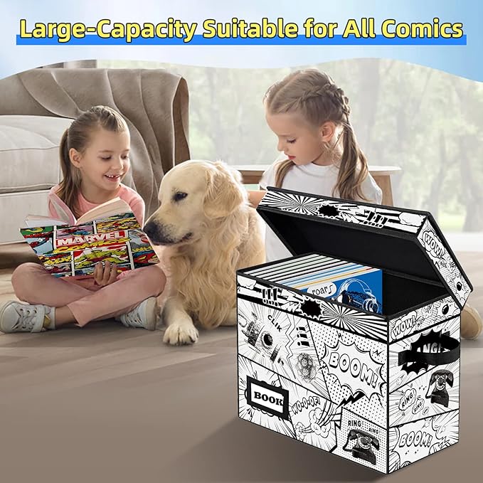 10 Pack Collection Comic Book Storage Boxes, Protector Organizer 15.8" X 7.8" X 11.8" Collapsible Short Box Holds 160-180 Comic Book Heavy Duty Bin Container Holder Shelf - Image 2