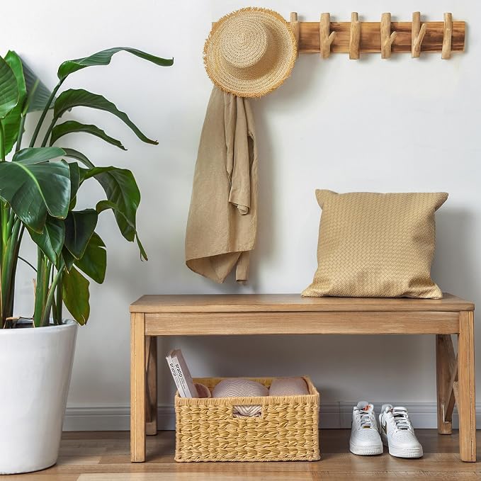 GRANNY SAYS Extra Large Wicker Baskets with Handles, Woven Baskets, 1-Pack | Plastic Waterproof Woven Baskets for Storage, Natural Storage Baskets for Shelves, Wicker Storage Baskets for Organizing - Image 2