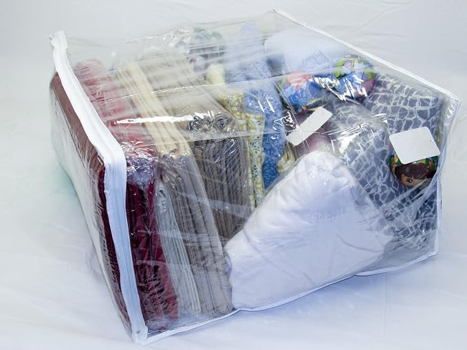 1-Pack Jumbo Heavy Duty Vinyl Zippered Storage Bags (Clear) for Sweaters, Blankets, Comforters, Bedding Sets and Much More! (24" x 20" x 11") - Image 2