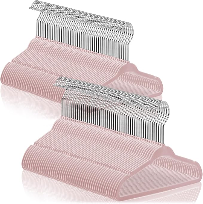 Casafield 100 Velvet Baby Hangers - 11" Size for Infant & Toddler Clothes - Light Pink by Casafield