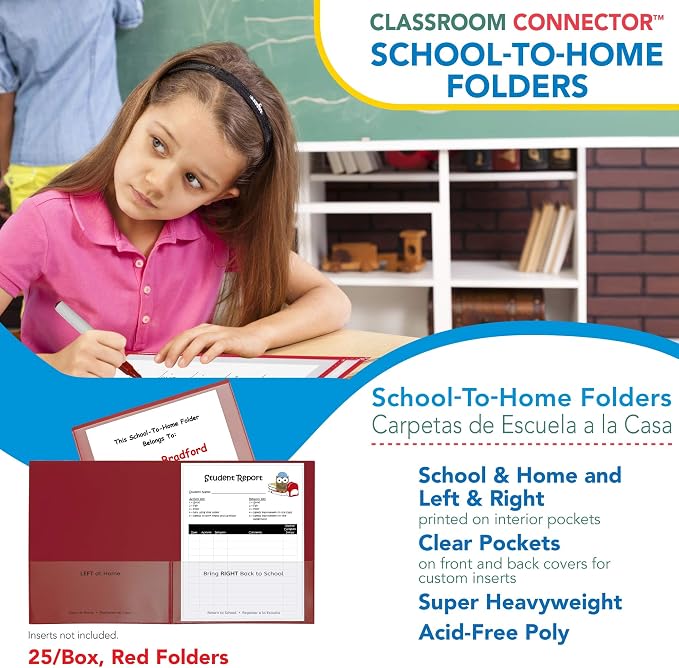 C-Line Classroom Connector School-to-Home Folders, Red, 25 per Box (32004) - Image 4