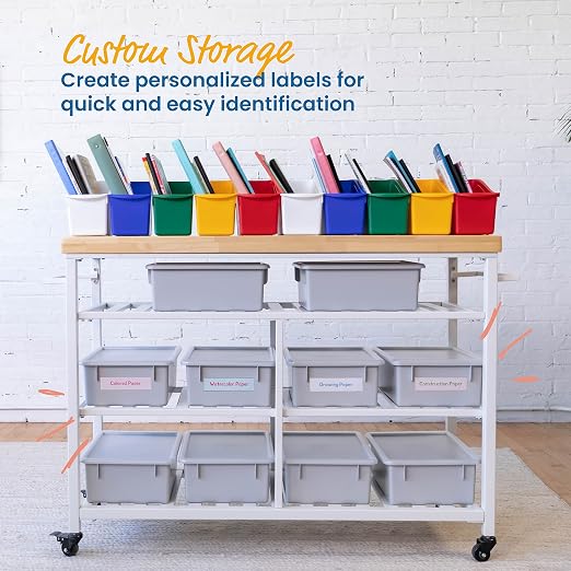 ECR4Kids Letter Size Tray Organizer with Lid, Large, 10-Piece, Light Grey | Durable plastic, GREENGUARD Gold Certified, 1 gallon capacity, stackable/nestable, easy-lift lids, classroom & home use - Image 4