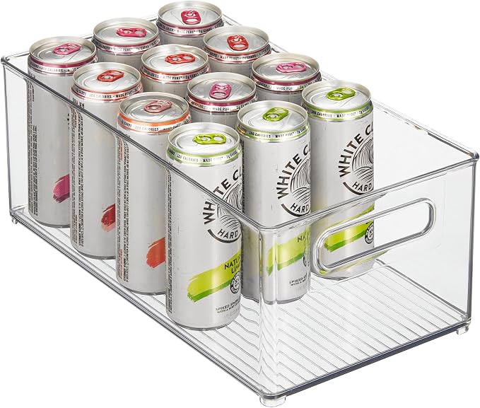 iDesign Kitchen Binz Stackable Organizer, 8" x 6" x 14.5", Clear | BPA-Free Plastic, Deep, With Handles by iDesign
