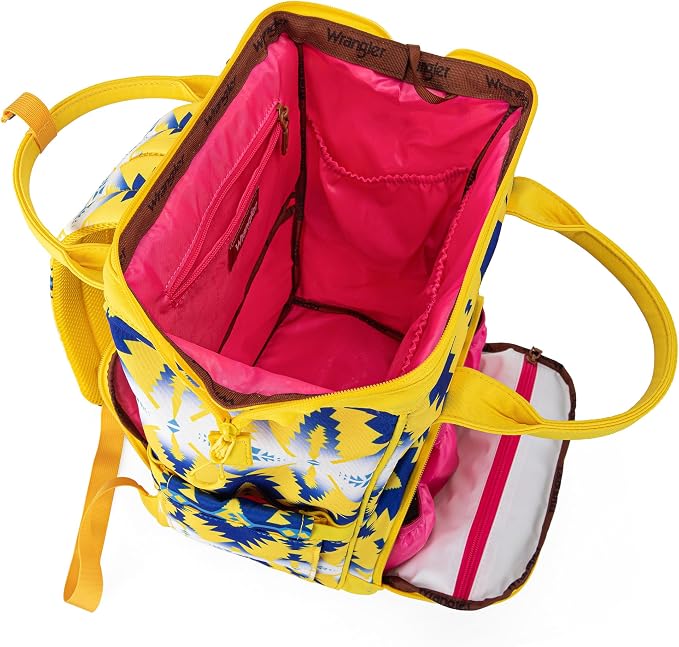 Wrangler Aztec Backpack Organized Daypack Travel Baby Bag with Stroller Strap and Side Bottle Pockets - Image 3
