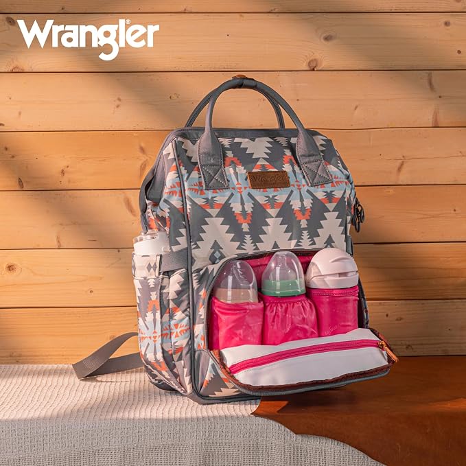 Wrangler Callie Diaper Bag Backpack with Stroller Straps Multifunction Baby Travel Bag WG2210-9110GY - Image 3