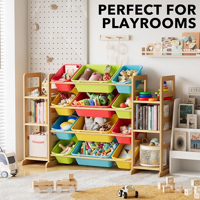 SpaceAid Toy Storage Organizer with 6 Shelves and 12 Bins, Toy Organizers Storage Bookshelf, Kids Bin Shelf Toys Box Bookcase for Bedroom Playroom Organization Room Decor, Multi-Colored - Image 5
