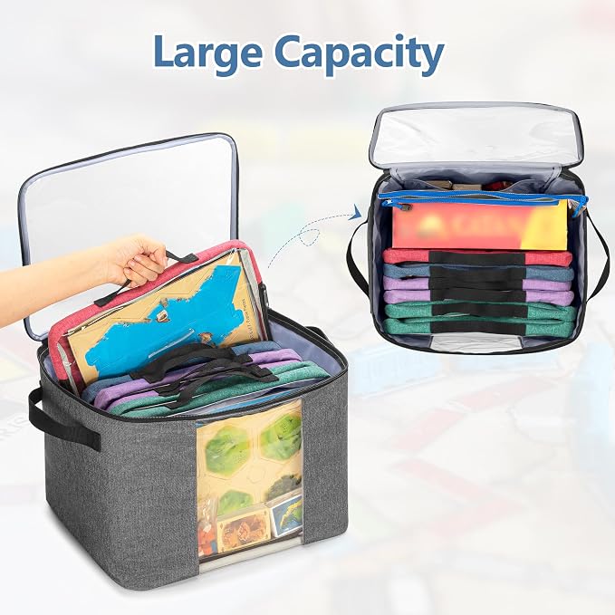 Rexmica Board Game Storage Organizer Bag with 6pcs Zipper Bags | Large Capacity, Colored Board Game Pouch Bag with Clear Cover for Office Supplies/Puzzles/Toy/Building Block/Crafts/Math Game - Image 4