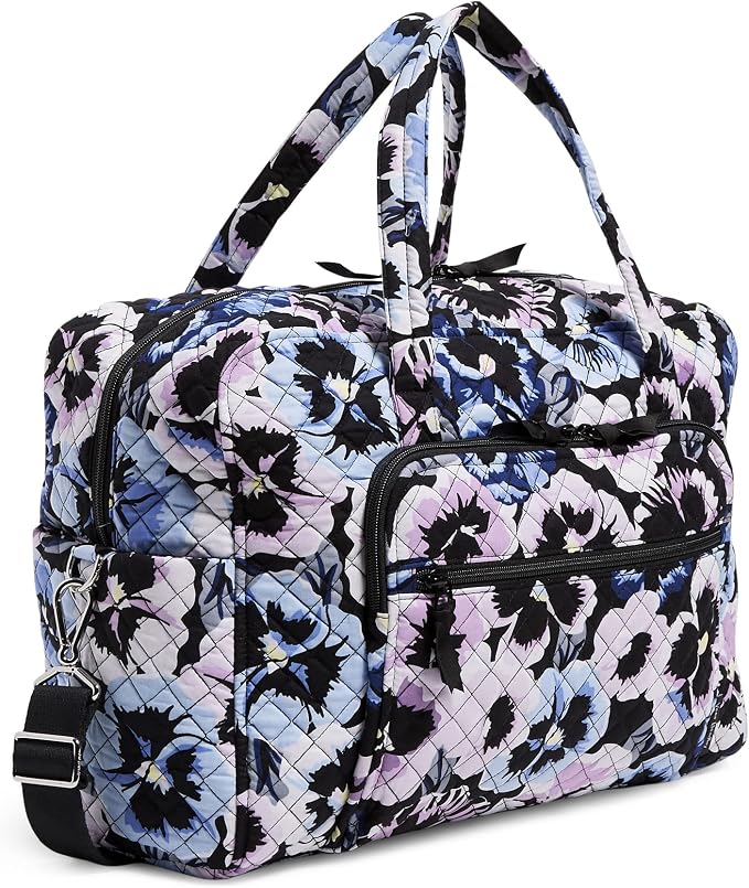Vera Bradley Women's Cotton Weekender Travel Bag, Plum Pansies - Recycled Cotton, One Size - Image 2