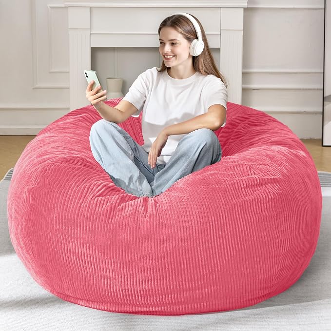 5FT Bean Bag Chair for Adults,Gaint Teardrop Beanbag with Filler | Beanbag Chair with Memory Foam Filled,Bean Bags with Handy Handle&Machine Washable Cover for Living Room,Bedroom-Pink - Image 3