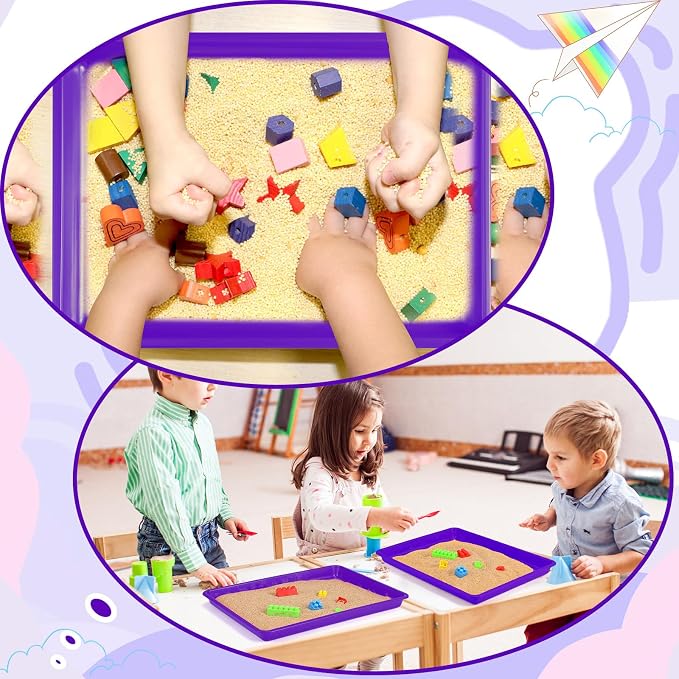Maitys 15 Pack Plastic Art Trays 12 x 16 Inch Activity Crafts Trays Sensory Tray DIY Projects, Painting, Beads, Jewelry Office Home Organizer Arts and Crafts Supplies(Purple) - Image 5