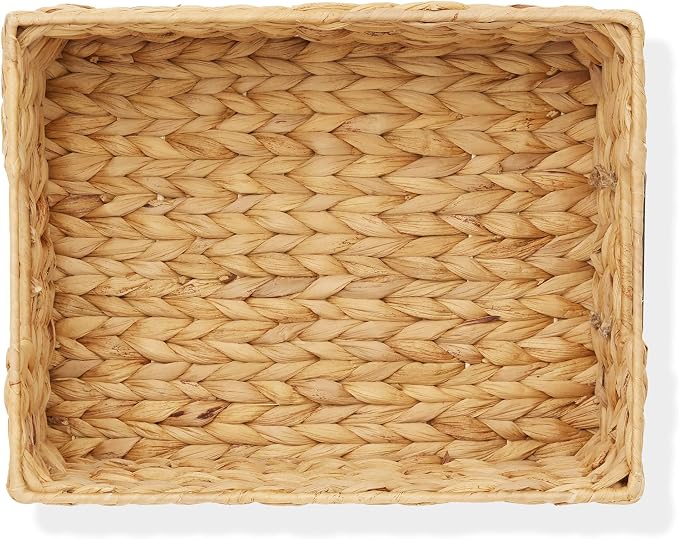 Casafield Set of 4 Water Hyacinth Pantry Baskets, 10" x 13" x 5", with Chalkboard Labels and Chalk Marker - Natural, Woven Storage Bin Organizers for Kitchen Shelves - Image 6