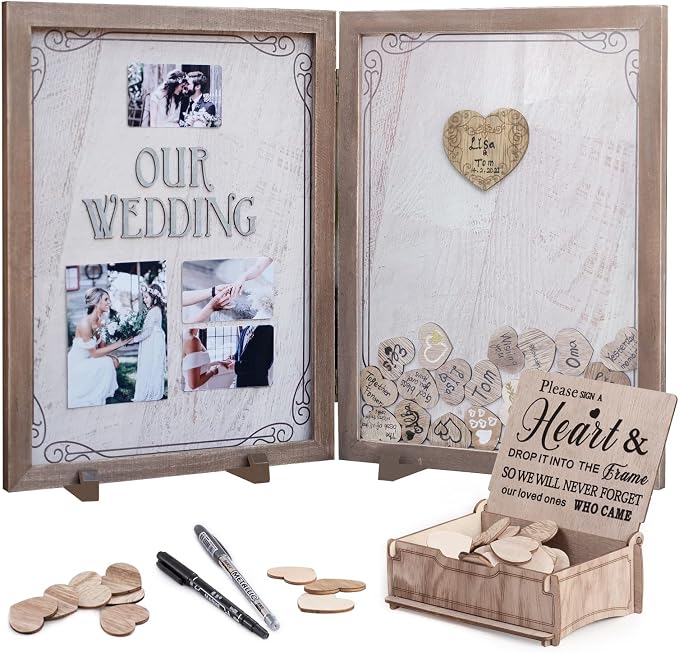 Y&K Homish Guest Book for Wedding Alternative Rustic Wedding Decorations for Reception Wedding Signs Guest Book with Pen Disply Wedding Picture Frame by YKHomish