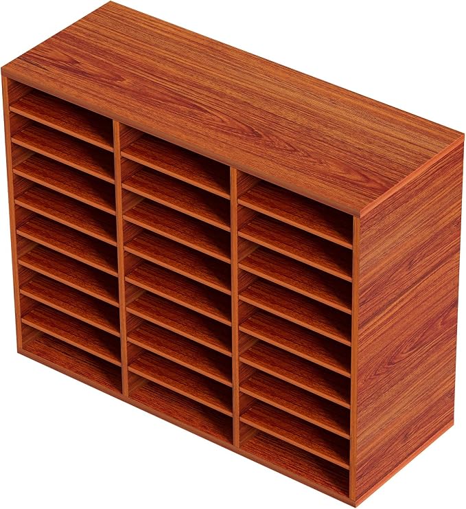 VEVOR 27 Compartments Wood Literature Organizer, Adjustable Shelves, Medium Density Fiberboard Mail Center, Office Home School Storage for Files, Documents, Papers, Magazines, Brown - Image 10