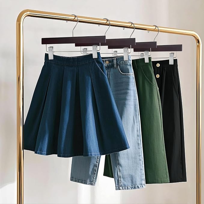 Quality Hangers Wooden Pants Hangers - 100-Pack Swivel Hook Cloth Hanger Set - Lotus Wood Skirt, Pant, Shorts and Slack Hangers with Adjustable Clip – Clothing Hanger Set (Mahogany, 100) - Image 6