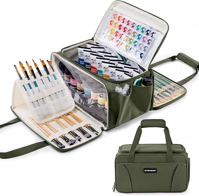 SFYBYHEART Acrylic Paint Storage, Craft Organizer, Art Supply Organizer, Art Tote Bags, Paints Brush Holder for Apple Barrel Acrylic Painting, Palette Board by SFYBYHEART