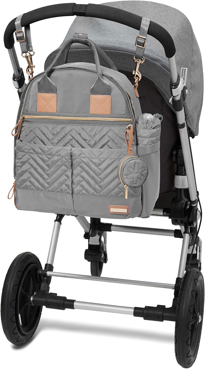 Skip Hop Diaper Bag Backpack: Suite 6-in-1 Diaper Backpack Set, Multi-Function Baby Travel Bag with Changing Pad, Stroller Straps, Bottle Bag and Pacifier Pocket, Dove Grey - Image 5