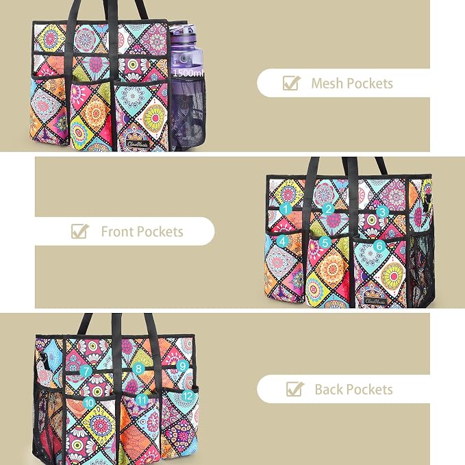 CLOUDMUSIC Large Tote Bag For Women Travel Nurse Teacher Work Waterpoof With Zipper Utility Everything Bags | Travel - Image 2