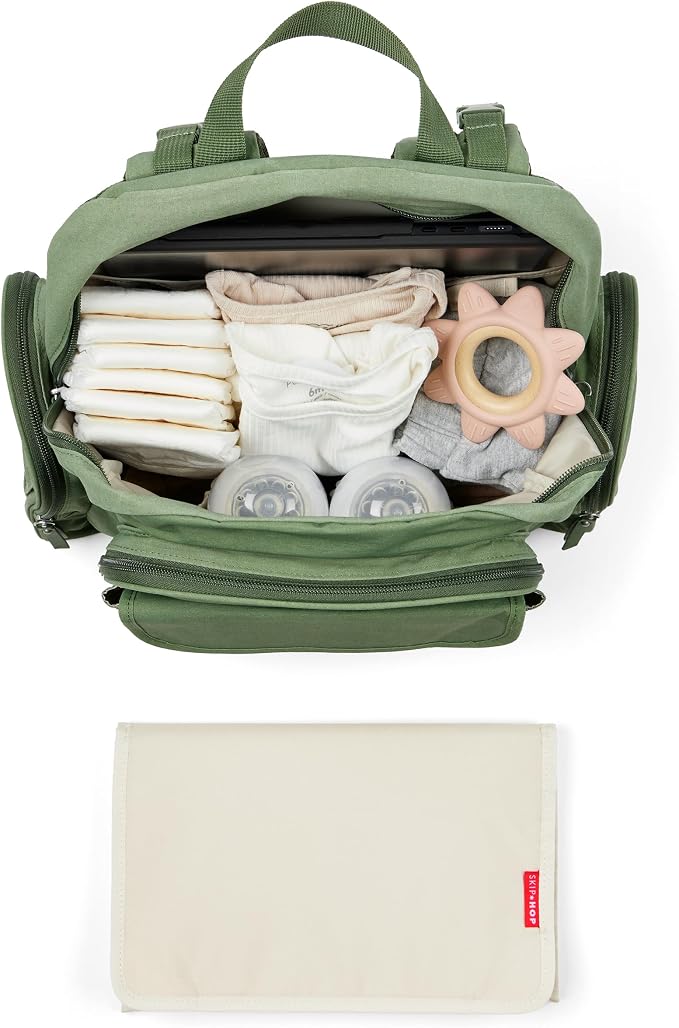 Skip Hop Diaper Bag Backpack with Portable Changing Pad, 9 Total Pockets, Easy-Access Wipes Pocket, Zippered Side Pocket, Luggage Sleeve & Stroller Straps, Fits a 15” Laptop, Luna, Sage - Image 2