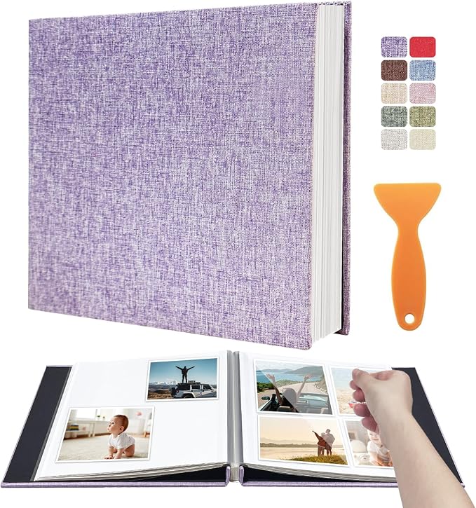 Large Photo Album Scrapbook, Holds 4x6, 8x10 Pictures, Self-Adhesive Pages for Baby, Wedding, Travel & Family Memories, Includes Metallic Pen & Scraper, DIY Memory Book for Gifts 11" X 10.8" 60 Pages - Image 7