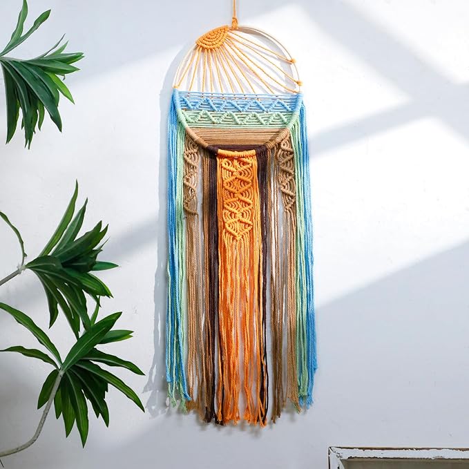 Artilady Macrame Wall Hanging Tapestry, Boho Sun Art Decor Dream Catcher | Large Wall Tapestry, Handmade Woven, Farmhouse Rustic, Colorful Sunrise Wall Art, Bedroom Living Room Apartment Home Decor by Artilady