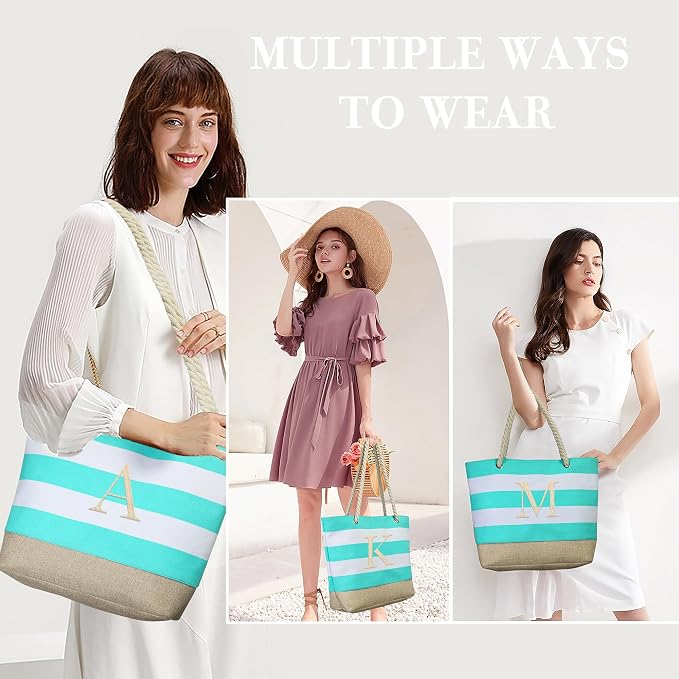 YOOLIFE Beach Bags for Women - Travel Canvas Beach Tote, Pool Waterproof Bag, Travel Essentials, Gifts for Women Birthday - Image 4