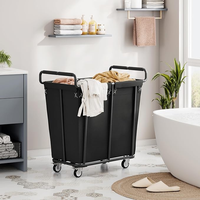 Gewudraw Extra Large Laundry Hamper with Wheels, Heavy Duty Hamper, 360L | Rolling Big Laundry Basket for Clothes Storage, Laundry Cart with Handle, Steel Frame, Clothes Hampers for Laundry - Image 8