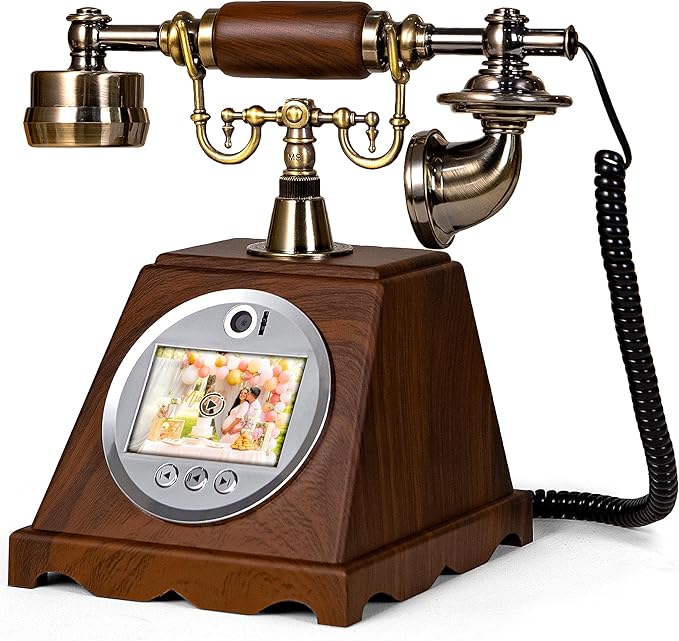 Video Audio Guest Book Wedding Phone,1080P HD Video Phone Guestbook, Preserve Your Special Occasions, Ideal for Wedding Bridal Shower, Birthday, Graduations, Baby Shower(Retro Brown) by FiayaComVintageTelephone